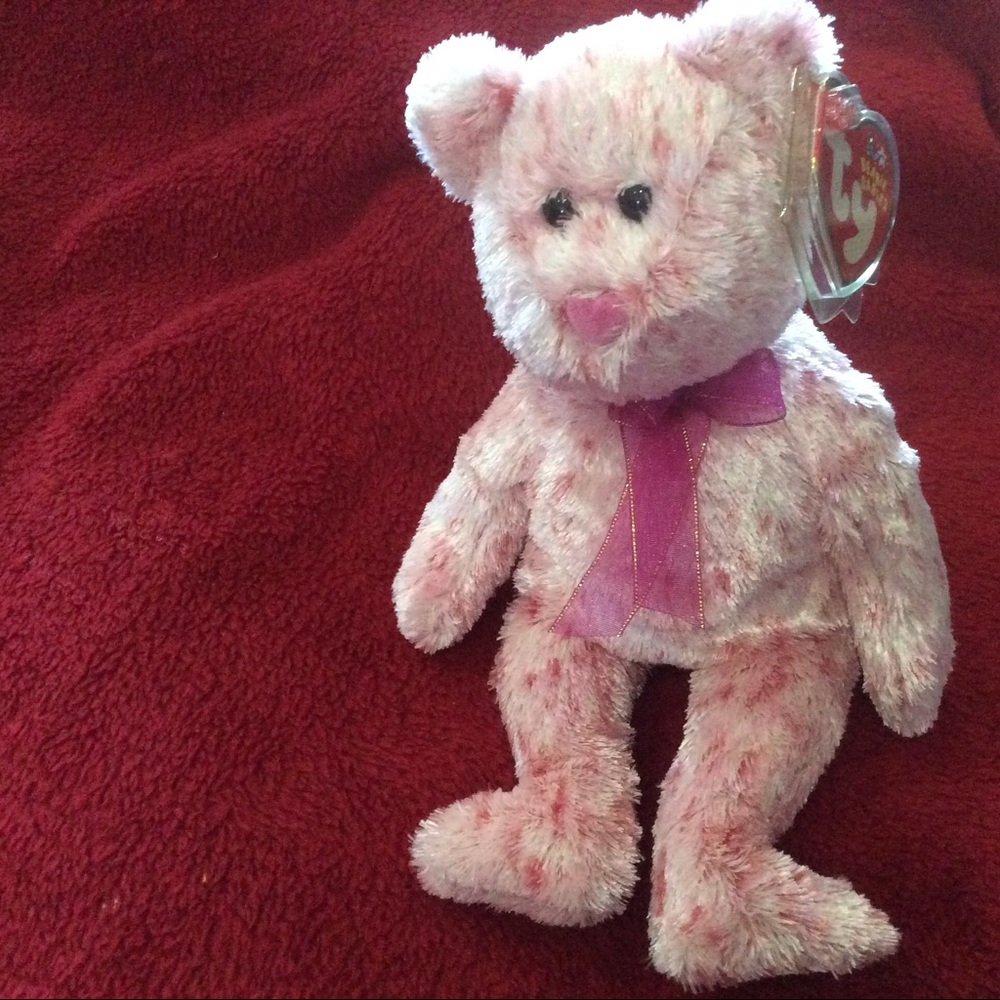 Smitten pink white Ty beanie baby April 26, 2002